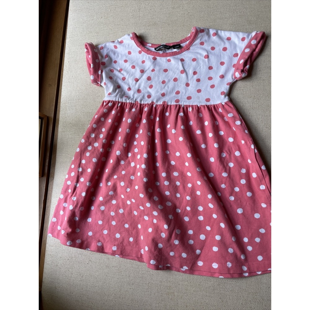 Marimekko Pink White Polka Dot Cotton Blend Qingdao Girls Dress Sz. 98/3Y